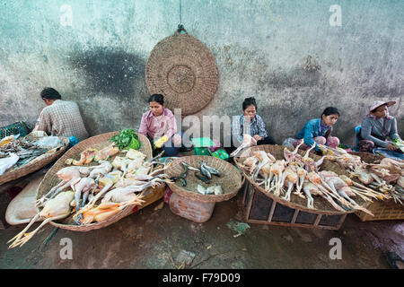 Chickens in the market at Psar Leu, Siem Reap, Cambodia Stock Photo