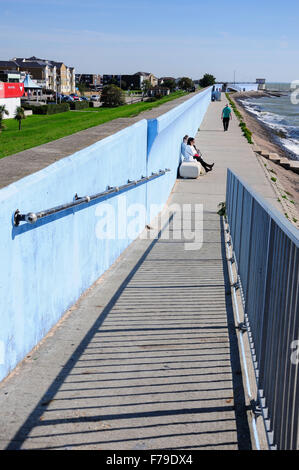 Walkway down to Canvey Island Seafront, Canvey Island, Essex, England, United Kingdom Stock Photo