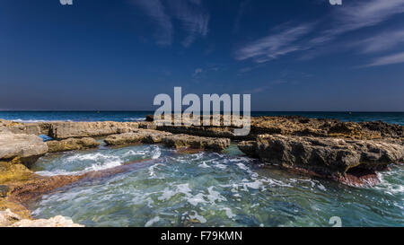 image of the coast of Alicante in Spain with rocks and the Mediterranean Sea Stock Photo