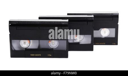Video Cassettes on a white background Stock Photo