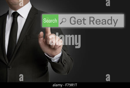 Get Ready browser is operated by businessman concept. Stock Photo