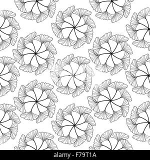 Doodle tree pattern black on white seamless vector border. Monochrome ...
