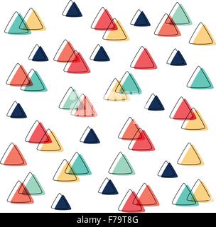 curved Triangle pattern pastel color and outline overlap background Stock Vector