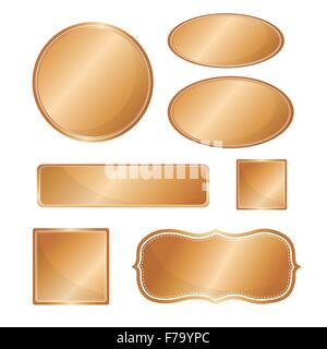 Blank metallic icon set copper color Stock Vector