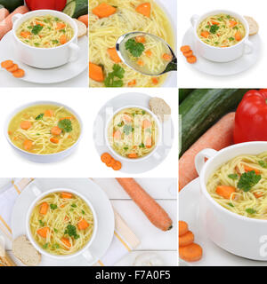 Collection of noodle soup soups in bowl with noodles meal Stock Photo