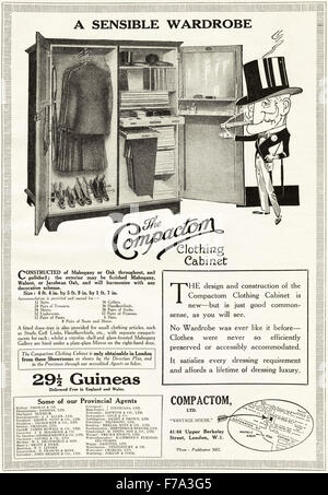 1920s advertisement. Advert dated 1923 advertising The Compactom Clothing Cabinet Stock Photo