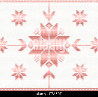 Knitted stars in Norwegian style vector seamless pattern Stock Vector