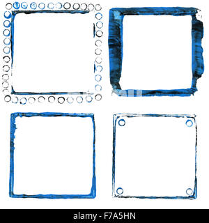 Set of blue acrylic paint frames Stock Photo