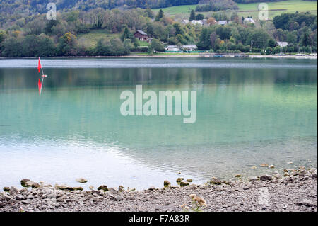 the Grand lac de Laffrey is one of the Laffrey lakes, located in Matheysine  in the Isere department, France, Stock Photo