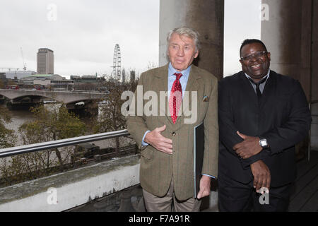 London, UK. 27 November 2015. Don McCullin with Isaac Julien. Press launch of Photo London 2016, the international photography event again taking place at Somerset House after it was founded in 2015 by Fariba Farshad and Michael Benson. 80 of the world's leading galleries will participate in this event and legendary war photographer was announced as Photo London Master of Photography. He will be the subject of a special exhibition in association with Hamiltons Gallery. The Photo London 2016 will run from 19-22 May 2016. Stock Photo