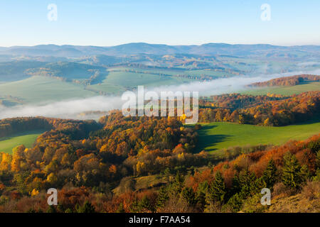 View from Great Hörselberg towards the Thuringian Forest, in autumn, near Eisenach, Thuringia, Germany Stock Photo