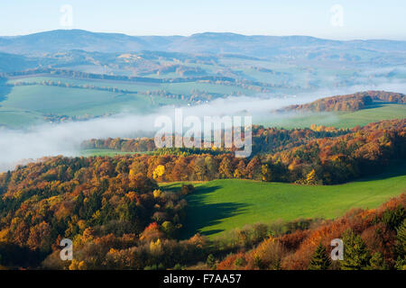 View from Great Hörselberg towards the Thuringian Forest, in autumn, near Eisenach, Thuringia, Germany Stock Photo