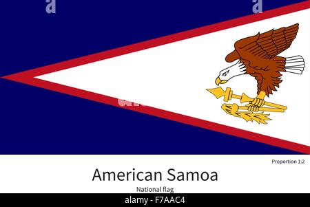 National flag of American Samoa with correct proportions, element, colors Stock Vector