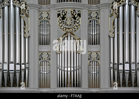 Organ, Jesuit Church, Heidelberg, Baden-Württemberg, Germany Stock Photo