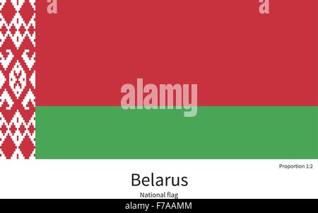 National flag of Belarus with correct proportions, element, colors Stock Vector