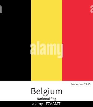 National flag of Belgium with correct proportions, element, colors Stock Vector