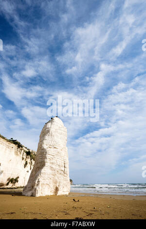 The limestone monolith and Pizzimunno cliff, Vieste, Gargano Peninsula, Puglia, Italy Stock Photo