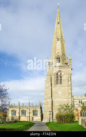 Medieval church of St Mary the Virgin (and chantry chapel beside it), dating from the thirteenth century, at Higham Ferrers. Stock Photo