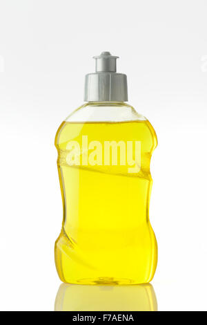 Liquid Dish Washing Soap in Yellow Color Stock Photo