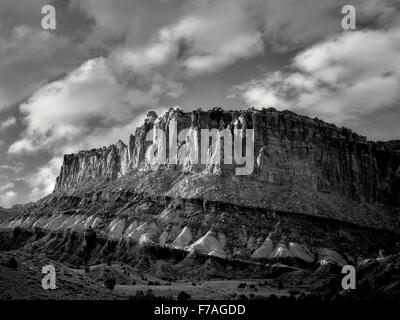 Rock formations at sunset. The Hartnet South Desert Waterpocket Fold, Capitol Reef National Park, Utah Stock Photo