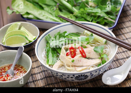 pho ga, vietnamese chicken rice noodle soup, vietnamese food Stock Photo