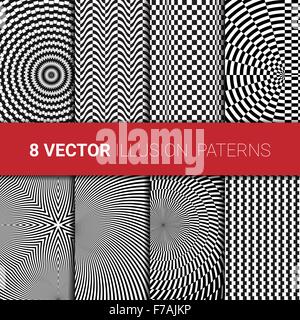 Optical illusion backgrounds set. Stock Vector