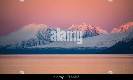 Northern Norway fjord sunset view Stock Photo - Alamy