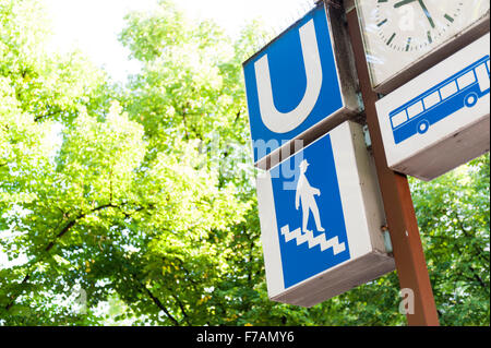 U-Bahn and Bus Sign - Munich, Bavaria, Germany Stock Photo