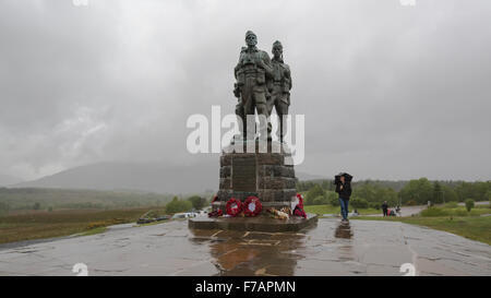 visiting the Commando Memorial in the rain - Spean Bridge, Fort William, Scotland, UK Stock Photo