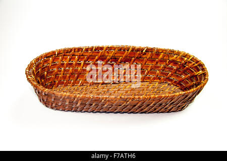 Empty bread basket isolated on white background Stock Photo