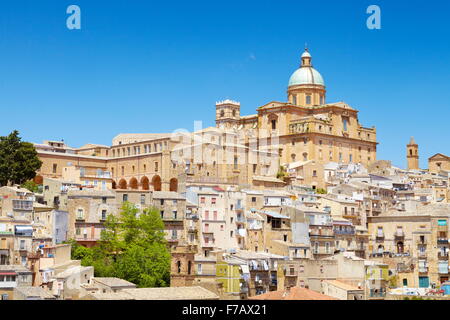 Piaza Armerina, view at Baroque Cathedral from 1768, Sicily, Italy Stock Photo