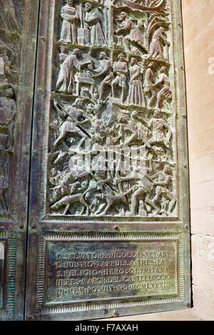 Detail of the Door of the Cathedral of San Nicolo, Noto, Sicily, Italy UNESCO Stock Photo