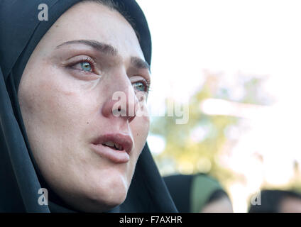 Iranian Shiite Muslim Woman Crying During Ashura Celebration, The Day Of The Death Of Imam Hussein, Kurdistan Province, Bijar, Iran Stock Photo