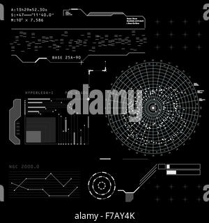Abstract future, concept futuristic black and white virtual graphic touch user interface HUD. Raster version Stock Photo