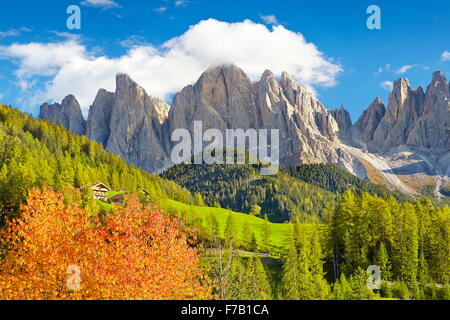 Landscapes in Dolomites Mountains in autumn, Tyrol province, Alps, Italy Stock Photo