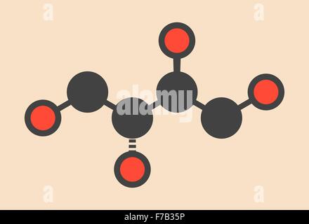 Erythritol non-caloric sweetener molecule. Stylized skeletal formula (chemical structure). Atoms are shown as color-coded Stock Photo