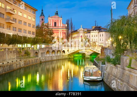 Ljubljana at evening time, Slovenia Stock Photo