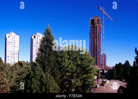 Burnaby, BC, British Columbia, Canada - Highrise Condominium Buildings and High Rise Condo Building Construction at Metrotown Stock Photo