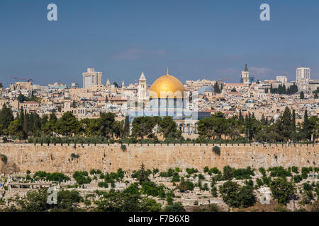 Jerusalem, Israel old city skyline at dusk from Mount of Olives Stock ...