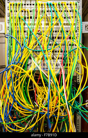 Server on a computer network, network and telecommunication cables, Stock Photo
