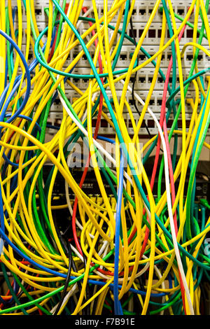 Server on a computer network, network and telecommunication cables, Stock Photo