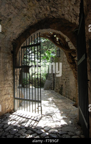 Old gate to ancient fortress in Bar town, Montenegro. Stock Photo