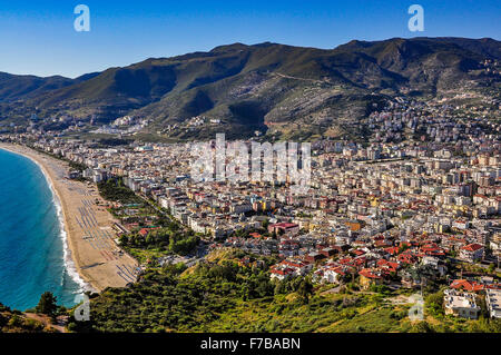 Panoramic view of Alanya and Cleopatra beach from Alanya Castle Stock Photo