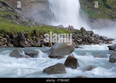 Lower Krimml Waterfall, Krimml, Zell am See District, High Tauern National Park, Salzburg, Austria, Europe Stock Photo