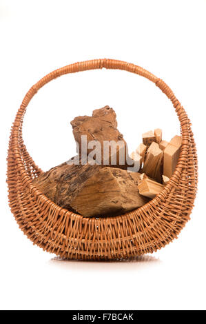 wood and kindling in a basket cutout Stock Photo