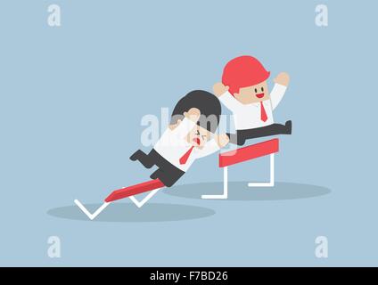 Businessman and his rival in hurdle race, VECTOR, EPS10 Stock Vector