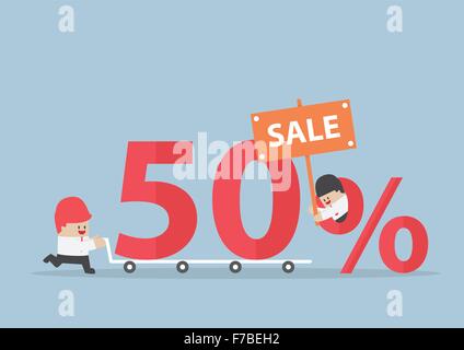 Businessman with discount marketing promotion sales, VECTOR, EPS10 Stock Vector