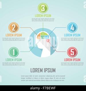 Human head and brain infographic design template, VECTOR, EPS10 Stock Vector