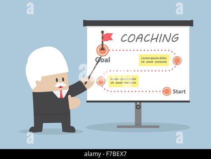 Senior businessman teaching how to achieve the goal, VECTOR, EPS10 Stock Vector