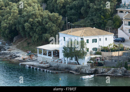 White house restaurant, Kalami, corfu, Greece Stock Photo